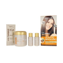 Kativa Kit de Lissage Brésilien - Traitement Sans Formol à l'huile d'Argan et Karité - Effet Prolongé Jusqu'à 12 Semaines - Restaure Force et Brillance