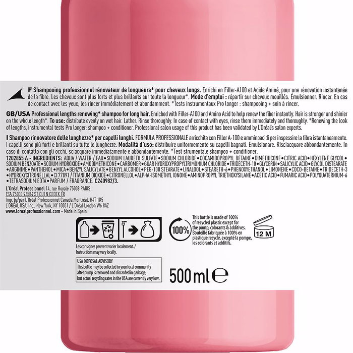 L'Oréal Professionnel Paris Pro Plus Longer Shampoing 500 ml pour cheveux longs et volumineux