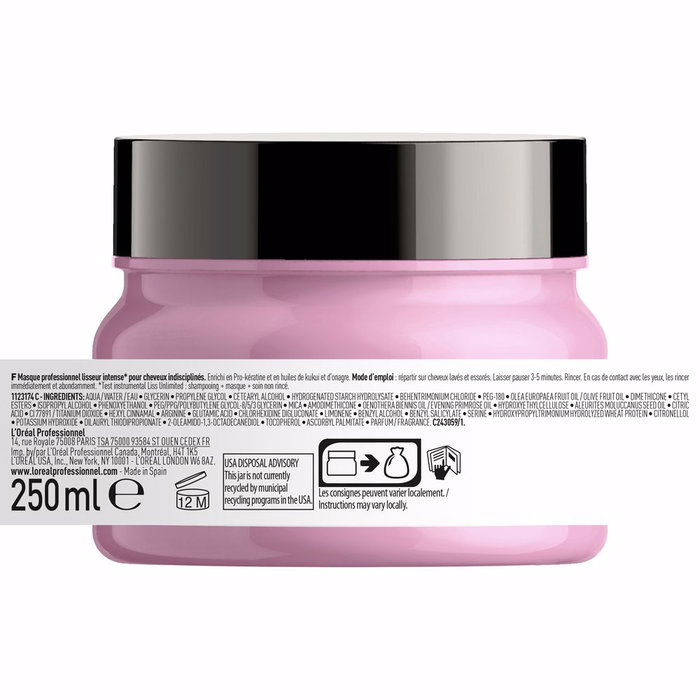 L'Oréal Professionnel Paris Masque LISS UNLIMITED 250 ml - Lissage optimal, anti-frisottis pour cheveux difficiles