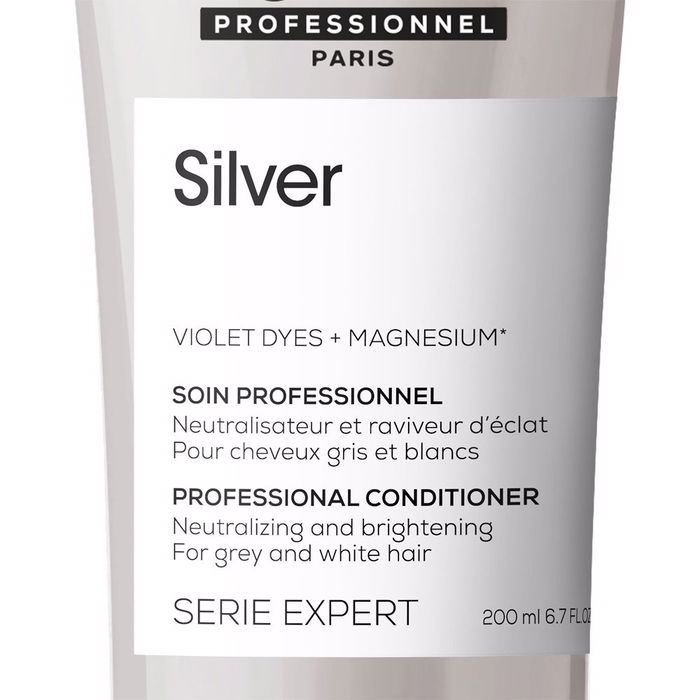 L'Oréal Professionnel Paris Après-shampooing Argent 200 ml - Neutralisant Reflets Jaunes pour Cheveux Gris et Blancs
