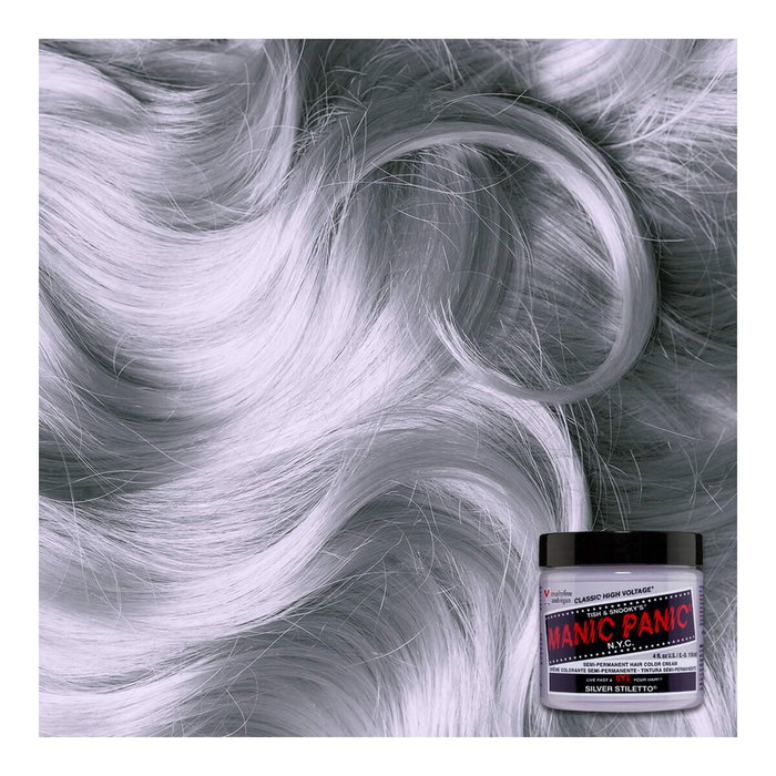 Manic Panic - Teinture semi-permanente fantaisie Classic Silver Stiletto - Colorant végétalien haute intensité - Pour cheveux