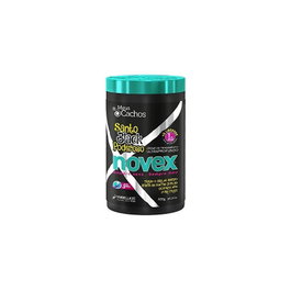Novex Mascarilla Santo Black Poderoso - Masque capillaire hydratant au beurre de karité et à l'huile de baobab - 400 g - Pour cheveux secs et frisottis - Brillance et démêlage