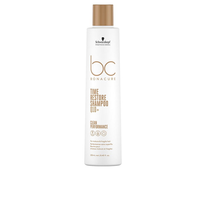 Schwarzkopf Bonacure Time Restore Shampoing Performance Clean 250ml - Anti-âge avec Q10+, Vegan, Sans Sulfates, Pour Cheveux Matures Schwarzkopf Bonacure Time Restore Shampoing Performance Clean 250ml - Anti-âge avec Q10+, Vegan, Sans Sulfates, Pour Cheveux Matures