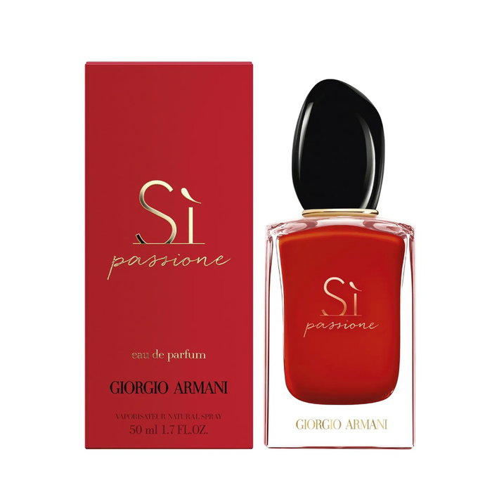 Giorgio Armani Si Passione Eau de Parfum 50 mL - Parfum féminin intense aux notes de piment rose, jasmin, vanille et bois de cèdre
