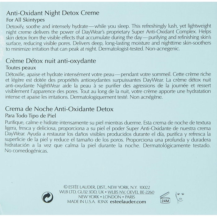Estée Lauder Nightwear Plus Crème de Nuit Détoxifiante Antioxydante 50 ml Estée Lauder Nightwear Plus Crème de Nuit Détoxifiante Antioxydante 50 ml