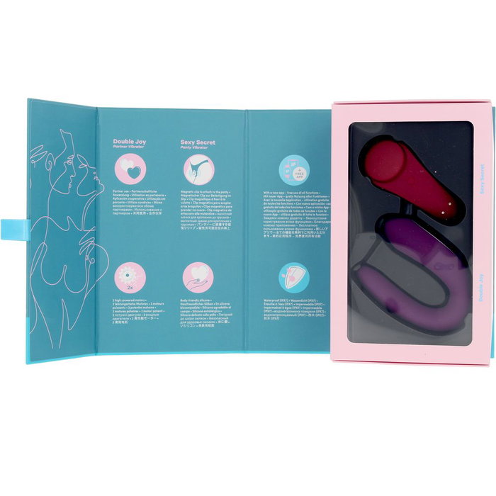 Satisfyer Coffret partenaire (2 pièces) - Vibromasseur Double Joy + Culotte vibrante Sexy Secret - Contrôle Bluetooth