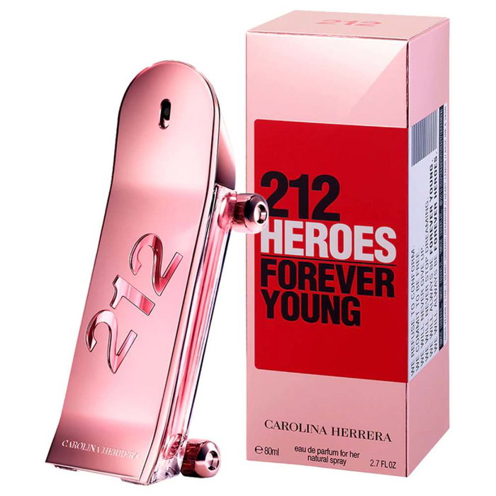 Carolina Herrera 212 Heroes For Her Eau de Parfum 80 mL - Flacon skate rose doré - Notes mandarine, framboise, jasmin, orange, cèdre, santal - Vegan Carolina Herrera 212 Heroes For Her Eau de Parfum 80 mL - Flacon skate rose doré - Notes mandarine, framboise, jasmin, orange, cèdre, santal - Vegan