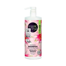 ORGANIC SHOP Shampooing Éclat pour Cheveux Colorés Nénuphar et Amarante 1000 ml