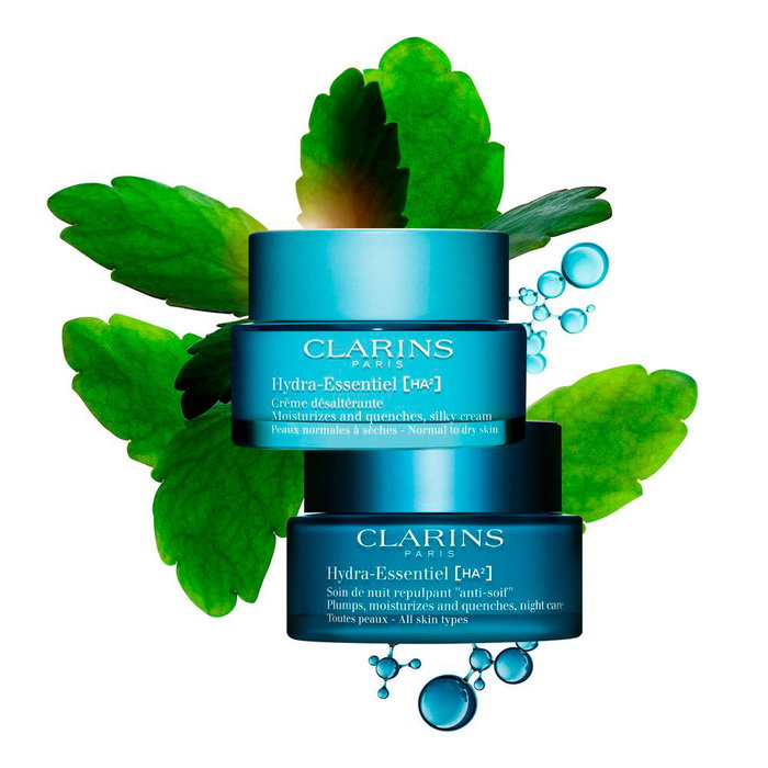 Clarins Crème Hydratante Riche Visage HYDRA ESSENTIEL 50 ml - Texture Nourrissante, Hydratation Visible pour Peau Sèche, Fermeté et Éclat
