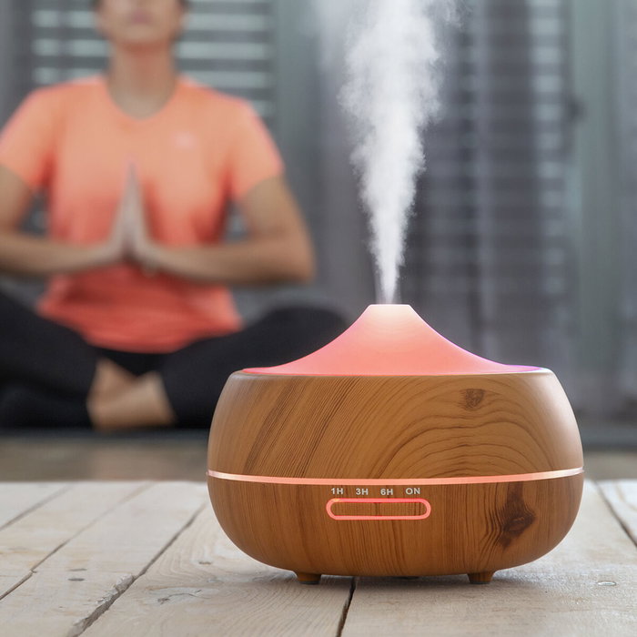 Humidificateur à Diffuseur d'Arômes avec LED Multicolore Wooden-Effect InnovaGoods Humidificateur à Diffuseur d'Arômes avec LED Multicolore Wooden-Effect InnovaGoods