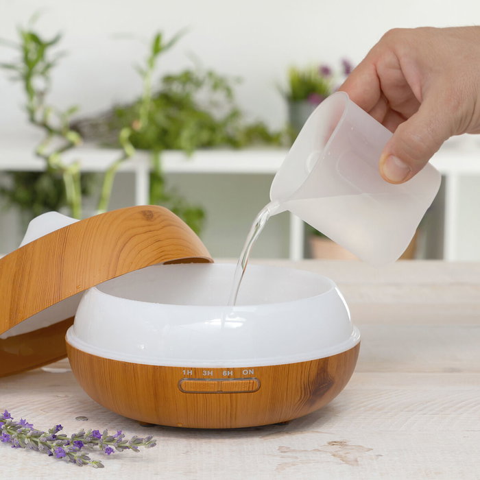 Humidificateur à Diffuseur d'Arômes avec LED Multicolore Wooden-Effect InnovaGoods Humidificateur à Diffuseur d'Arômes avec LED Multicolore Wooden-Effect InnovaGoods