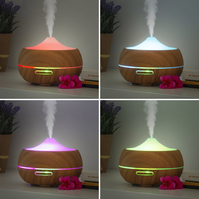 Humidificateur à Diffuseur d'Arômes avec LED Multicolore Wooden-Effect InnovaGoods Humidificateur à Diffuseur d'Arômes avec LED Multicolore Wooden-Effect InnovaGoods