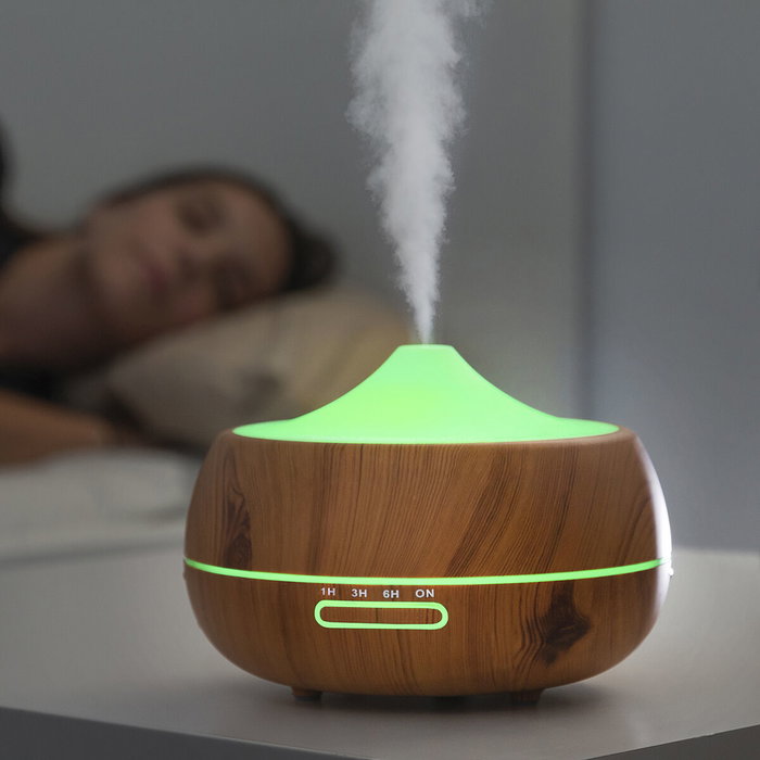 Humidificateur à Diffuseur d'Arômes avec LED Multicolore Wooden-Effect InnovaGoods Humidificateur à Diffuseur d'Arômes avec LED Multicolore Wooden-Effect InnovaGoods