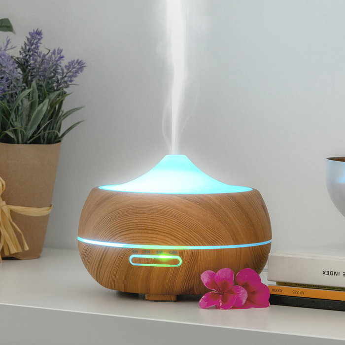 Humidificateur à Diffuseur d'Arômes avec LED Multicolore Wooden-Effect InnovaGoods Humidificateur à Diffuseur d'Arômes avec LED Multicolore Wooden-Effect InnovaGoods