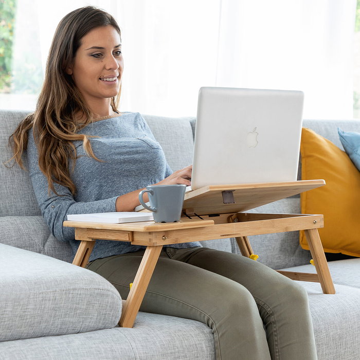 Table pliante d'appoint en bambou Lapwood InnovaGoods Table pliante d'appoint en bambou Lapwood InnovaGoods