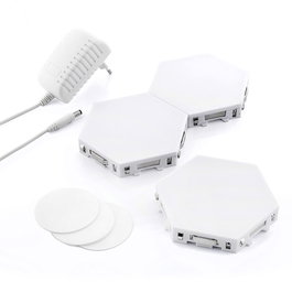 Innovagoods Set de 3 Panneaux LED Modulaires Magnétiques et Tactiles Hexagonaux – Lumière Blanche