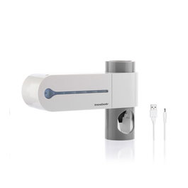 Innovagoods Smiluv Esterilizateur UV pour brosses à dents avec support mural et distributeur de dentifrice 3 en 1 capacité 5 brosses, désinfection rapide