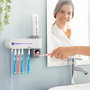 Innovagoods Smiluv Esterilizateur UV pour brosses à dents avec support mural et distributeur de dentifrice 3 en 1 capacité 5 brosses, désinfection rapide