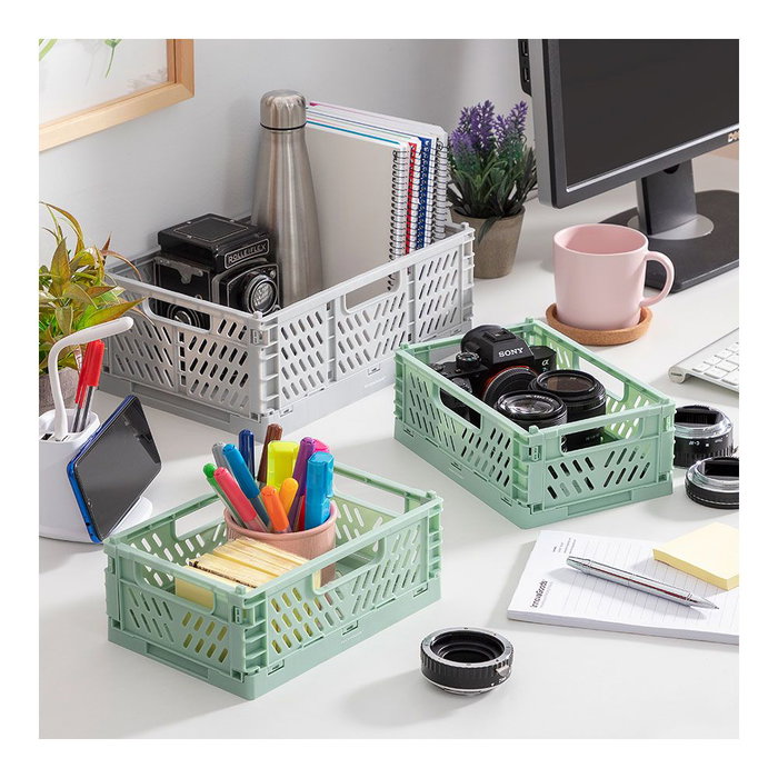 Innovagoods V0103244 Set de 3 boîtes de rangement pliables et empilables, 2 tailles différentes, couleurs tendance Innovagoods V0103244 Set de 3 boîtes de rangement pliables et empilables, 2 tailles différentes, couleurs tendance