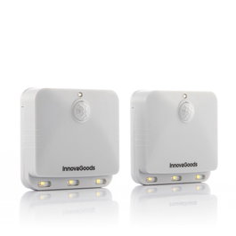 Innovagoods Lot de 2 Veilleuses LED avec Capteur de Mouvement, 3 LEDs, Fonctionne sur Piles 3xAAA (non incluses), Blanc
