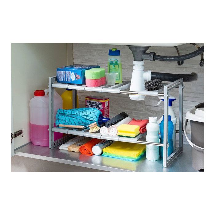 InnovaGoods Étagère Extensible Shibblek à 2 Étagères, Gris
