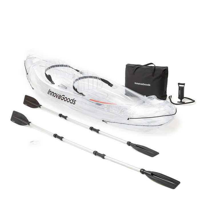 Kayak Gonflable Transparent avec Accessoires Paros InnovaGoods 312 cm 2 places Kayak Gonflable Transparent avec Accessoires Paros InnovaGoods 312 cm 2 places