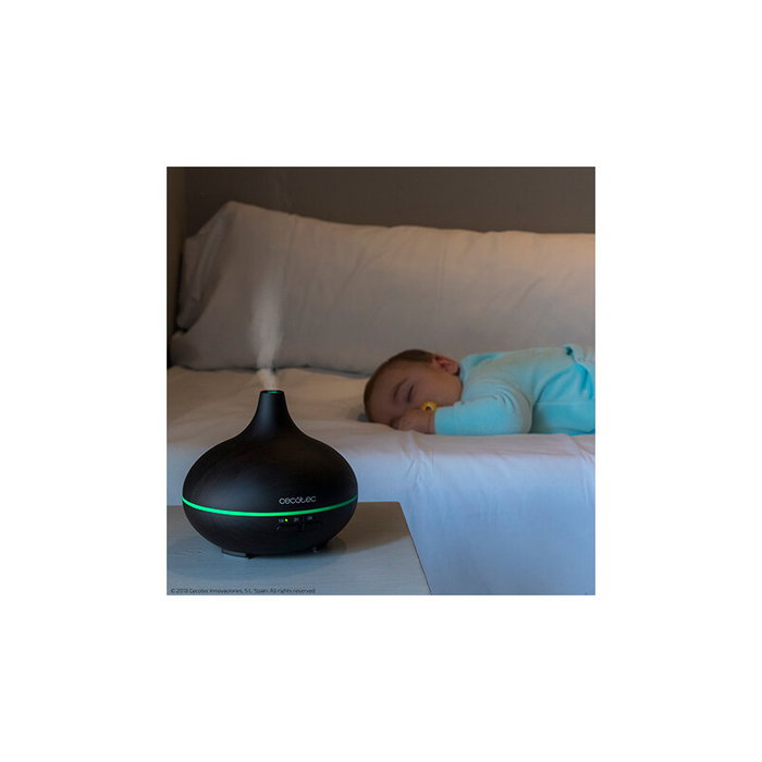 Cecotec Pure Aroma 150 Yin Humidificateur Ultrasonique 150ml, 7 Couleurs LED, Minuteur 3h, Silencieux, Design Bois