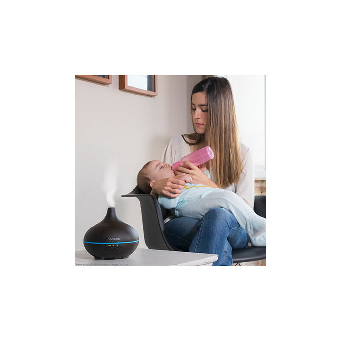 Cecotec Pure Aroma 150 Yin Humidificateur Ultrasonique 150ml, 7 Couleurs LED, Minuteur 3h, Silencieux, Design Bois