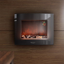 Cheminée murale électrique décorative Cecotec Warm 2600 Curved Flames 1000 - 2000 W