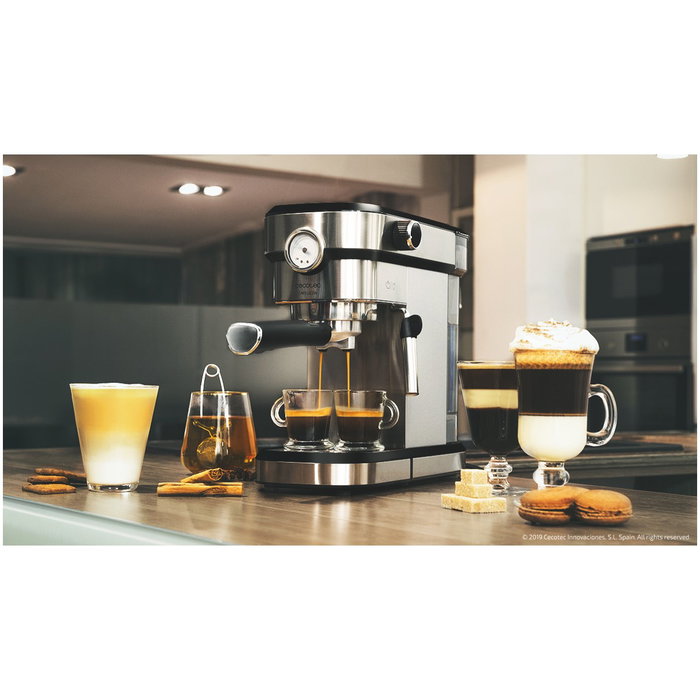 Cecotec 01584 Cafelizzia 790 Steel Pro Cafetière Expresso 20 bars Thermoblock Mousseur à lait Inox